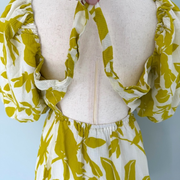 MAEVE x ANTHROPOLOGIE Feliciana Tropical Print Mini Dress Chartreuse Yellow - Picture 9 of 11